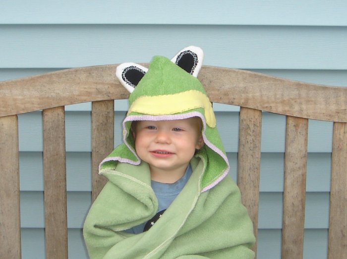 HOODED FLEECE FROG BLANKET