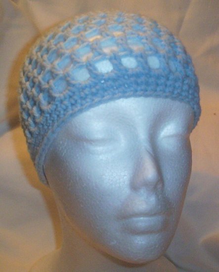 Hand Crochet ~ Ladies Skull Cap ~ Pale Blue
