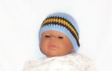 Hand Crochet Baby's Beanie Newborn - 6 mons -Blue Pittsburgh Sports Teams