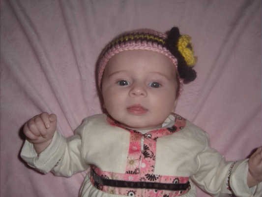 Hand Crochet Baby's Beanie Newborn - 6 mons - Pink Flower Pittsburgh Sports Teams