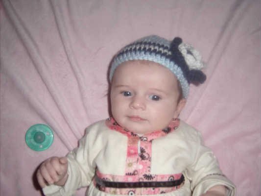 Hand Crochet Baby's Beanie Newborn - 6 mons - Blue Flower Pittsburgh Sports Teams