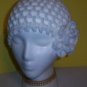 Hand Crochet White Mesh Beanie with White Flower