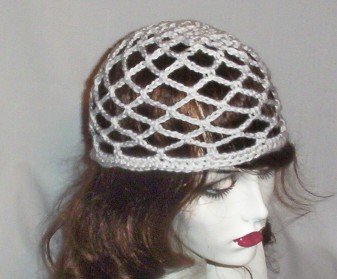 Hand Crochet Summer Mesh Juliet Cap - Wedding White