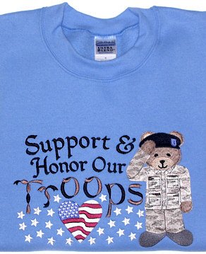 Embroidered Army Bear Sweatshirt -Sz Med