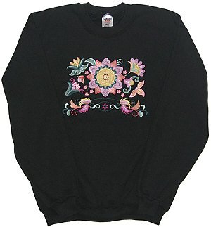 Embroidered Floral Sweatshirt - Sz Med