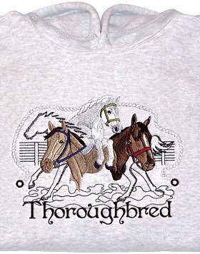 Embroidered Thoroughbred Horse Sweatshirt - Sz Lrg