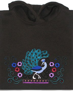 Embroidered Crystal Peacock Sweatshirt -Sz XL