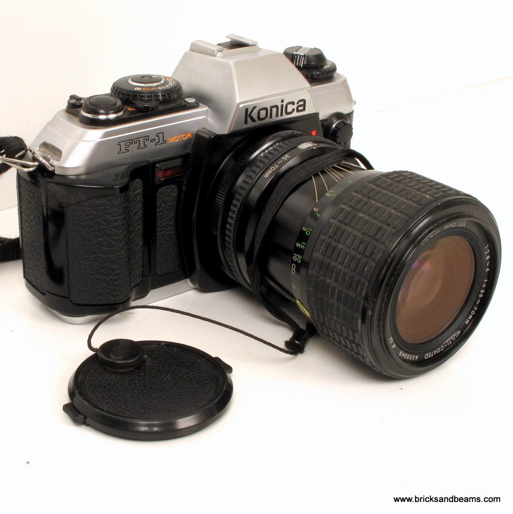 Konica FT1 Motor SLR 35mm Film Camera Chrome with Sigma 35 70mm Lens