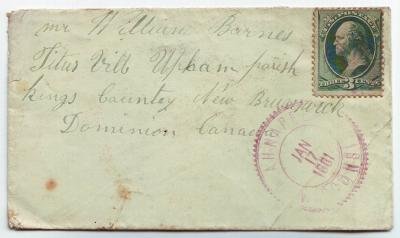 Ahnapee Wisconsin 1881 Violet Fancy Cancel to Canada DPO 1858-1897 Kewaunee County Free Shipping!!
