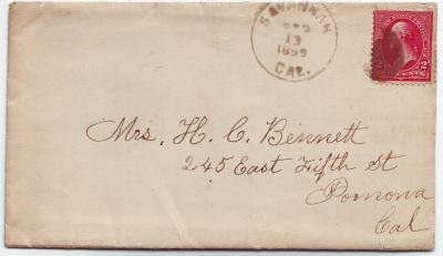 Savannah California 1899 CDS Cancel on Cover DPO 1876-1900 Los Angeles County Free Shipping!!