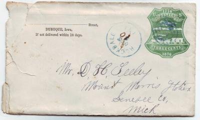 Rockdale Iowa 1877 U221 Cover w/Enclosure of Shooting DPO 1857-1902 Dubuque Co Free Shipping!!