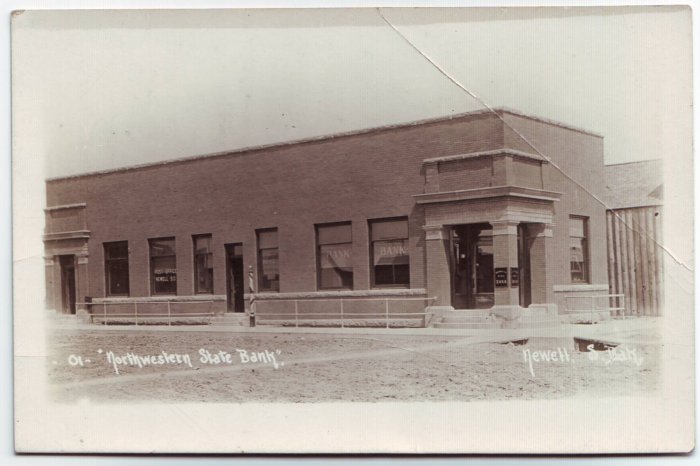 Newell South Dakota Northwestern State Bank RPPC Real Photo Postcard Free Shipping!!