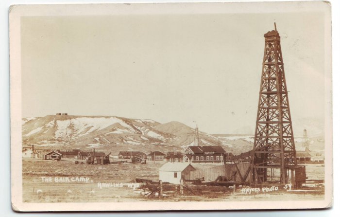 Bair Camp Rawlins Wyoming Oil Drilling Real Photo Postcard RPPC Free Shipping!!