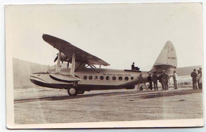 RPPC Pan American Airways S-43 Seaplane Real Photo Postcard Free Shipping!!