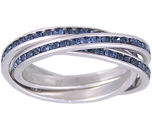 SAPPHIRE CZ SILVER ROLLING RING SIZE 5 7 8 9 or 10