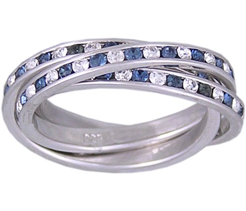 SAPPHIRE CZ SILVER ROLLING RING SIZE 5 7 8 9 or 10