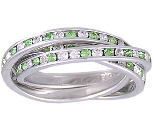 GREEN CZ 925 SILVER ROLLING RING SIZE 5 6 8 or 9