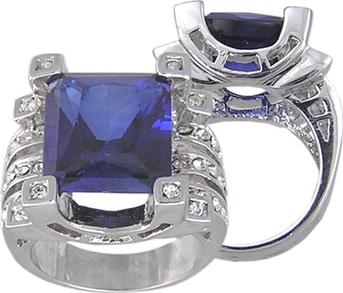 BLUE SAPPHIRE CUBIC ZIRCONIA CZ RING SIZE 8 or 9