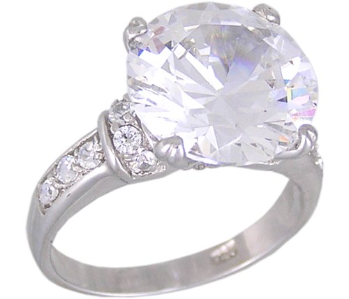 CLEAR CUBIC ZIRCONIA CZ 925 STERLING SILVER RING SIZE 8