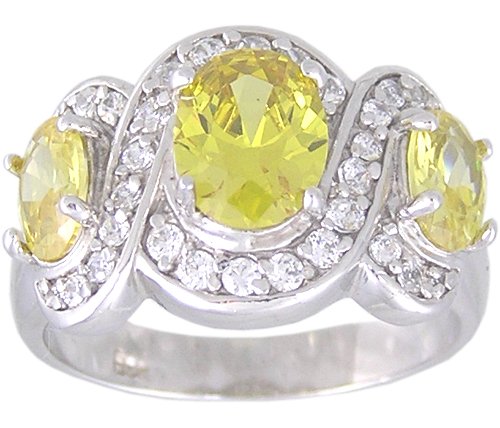 YELLOW CUBIC ZIRCONIA STERLING SILVER RING SIZE 5 or 10