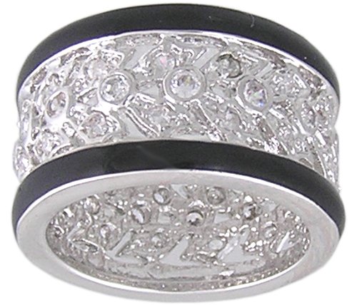 BLACK CUBIC ZIRCONIA CZ ETERNITY RING SIZE 9 10