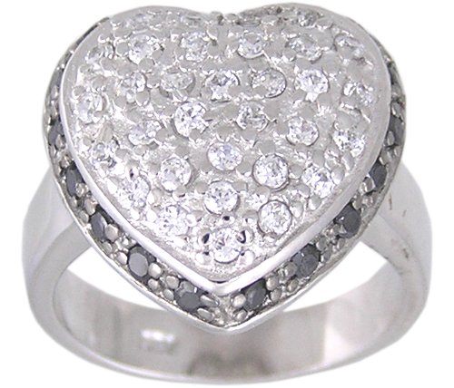 BLACK CUBIC ZIRCONIA STERLING SILVER RING SIZE 6 7 or 8