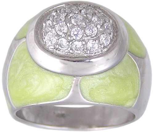 GREEN CUBIC ZIRCONIA STERLING SILVER RING SIZE 5 6 & 10