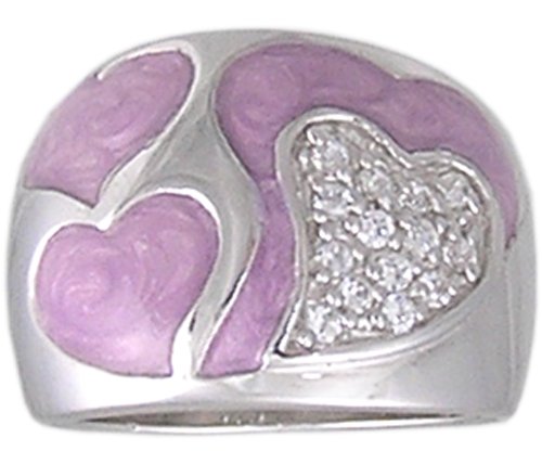 PINK CUBIC ZIRCONIA STERLING SILVER RING SIZE 5