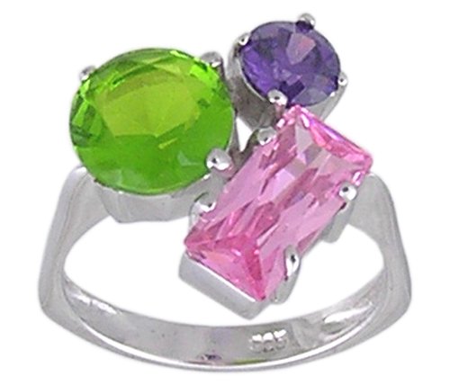 CUBIC ZIRCONIA STERLING SILVER RING SIZE 5 6 7 8 9 & 10