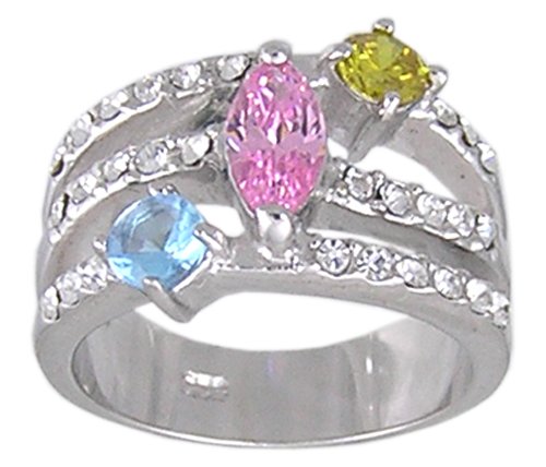 CUBIC ZIRCONIA STERLING SILVER RING SIZE 5 6 8 or 10