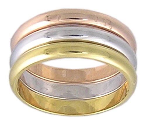 TRI-COLOR RHODIUM AND GOLD PLATED RING SIZE 5 6 8 9 or 10 JEWELRY