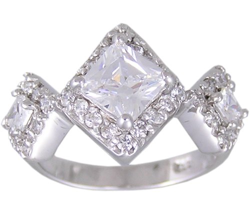 CUBIC ZIRCONIA STERLING SILVER RING SIZE 6 8 9 or 10