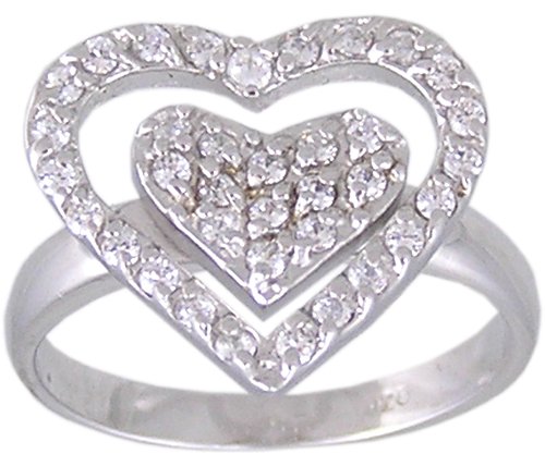 CLEAR CUBIC ZIRCONIA CZ SILVER RING SIZE 5 6 8 or 10