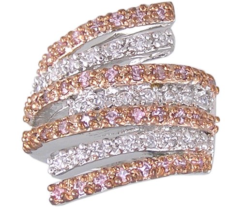 PINK CUBIC ZIRCONIA CZ 2 TONE RING SIZE 6 7 8 or 9