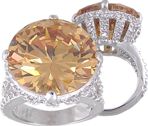 CHAMPAGNE CUBIC ZIRCONIA CZ COCKTAIL RING SIZE 9