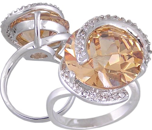 CHAMPAGNE CUBIC ZIRCONIA CZ COCKTAIL RING SIZE 5 7 & 10