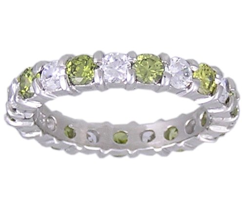 GREEN CUBIC ZIRCONIA CZ SILVER RING SIZE 5 6 or 8