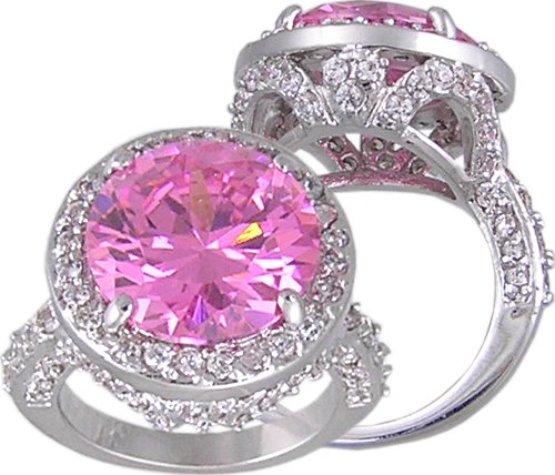 PINK CUBIC ZIRCONIA CZ FASHION RING SIZE 5 6 7 8 9 & 10