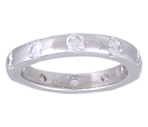CUBIC ZIRCONIA CZ SILVER ETERNITY RING SIZE 6 7 9 or 10