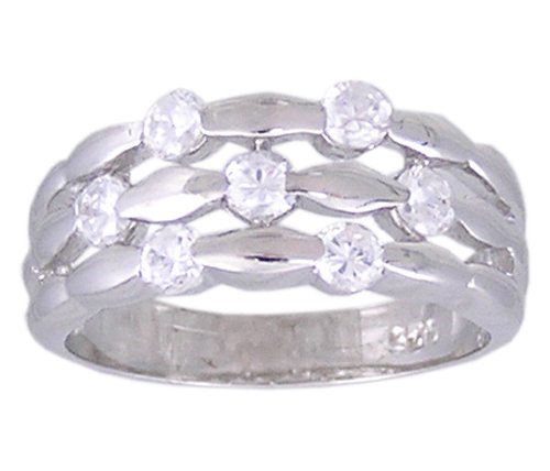 CLEAR CUBIC ZIRCONIA CZ 925 SILVER RING SIZE 5 6 7 8 9 10