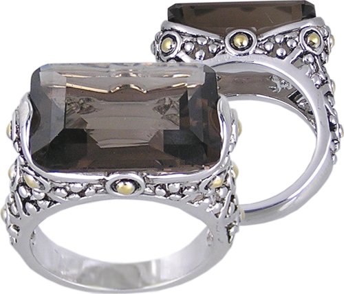 BROWN CUBIC ZIRCONIA CZ 2 TONE RING SIZE 5 7 or 10