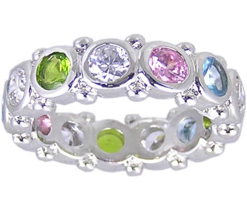MULTI CUBIC ZIRCONIA CZ ETERNITY RING SIZE 5 6 or 7