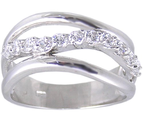 CLEAR CUBIC ZIRCONIA STERLING SILVER RING SIZE 5