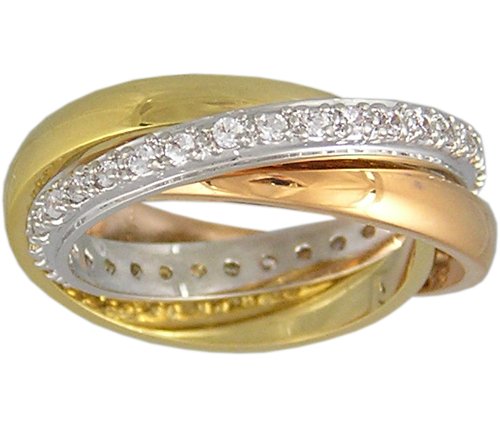 CUBIC ZIRCONIA TRI-COLOR ROLLING RING SIZE 5 6 7 8 9 10
