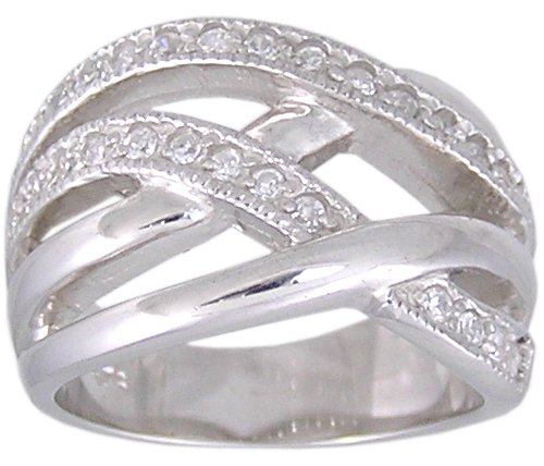 CUBIC ZIRCONIA CZ .925 SILVER RING SIZE 5 or 9