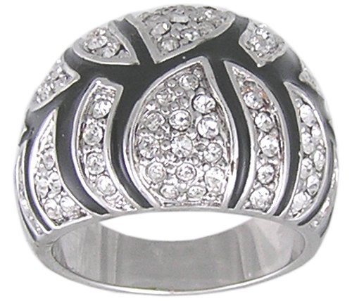SWISS CRYSTAL BLACK FASHION RING SIZE 5 6 or 7