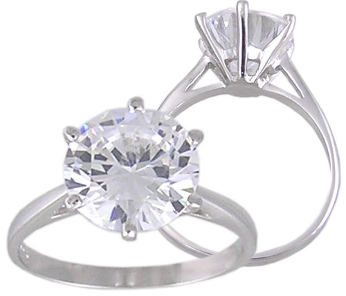 CLEAR CUBIC ZIRCONIA SILVER RING SIZE 5 6 7 8 9 or 10