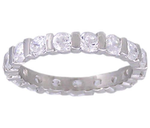 CLEAR CUBIC ZIRCONIA SILVER RING SIZE 5 6 7 8 9 or 10