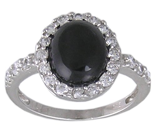 BLACK CUBIC ZIRCONIA CZ 925 SILVER RING SIZE 9