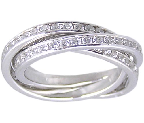 CUBIC ZIRCONIA CZ SILVER ROLLING RING SIZE 10